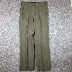 Vintage USMC Pants Mens 34x32* Serge Green Rayon Blend Pleated Talon Zipper 50s